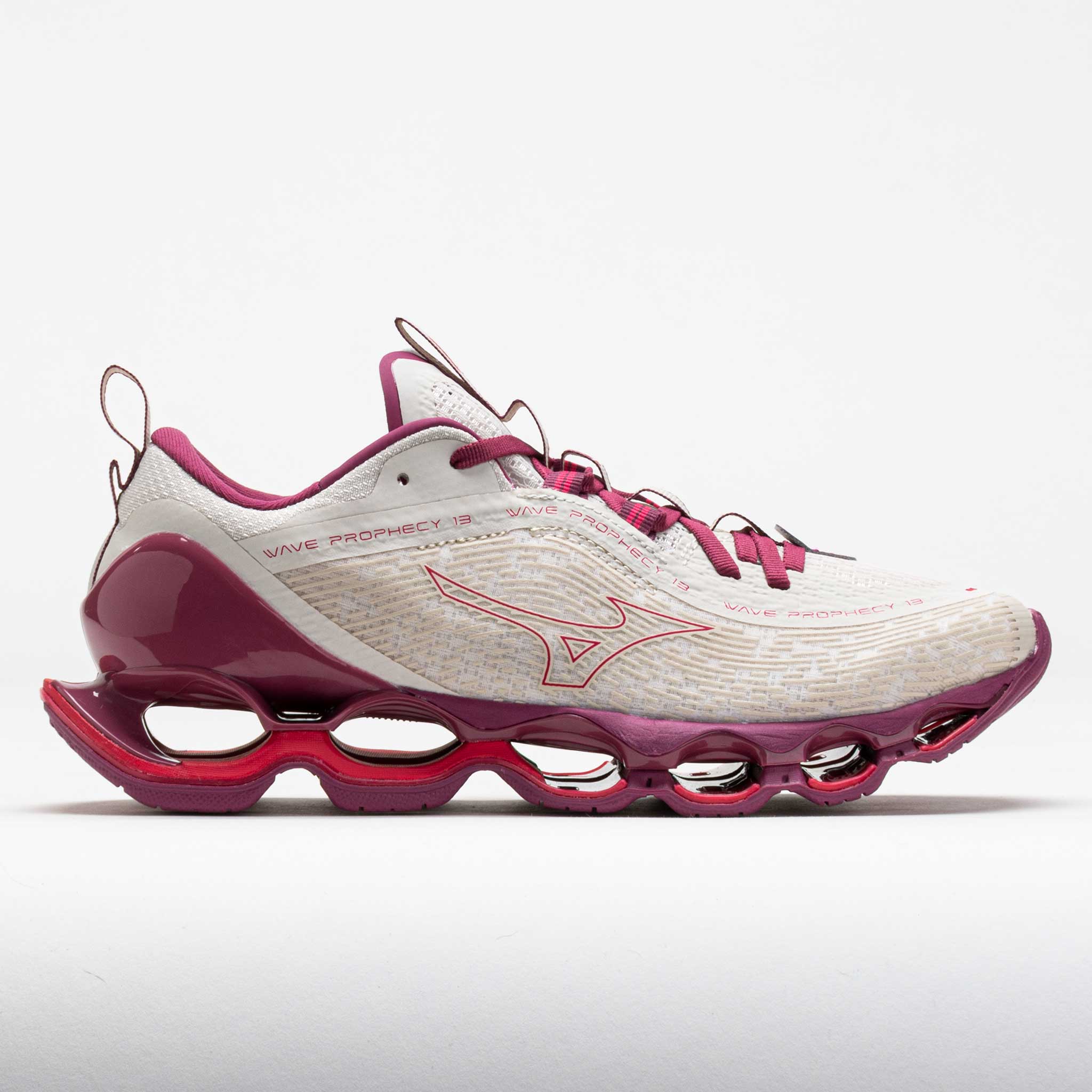 041671_3 Mizuno Wave Prophecy 13 Womens White Sand/Azalea - Image 1