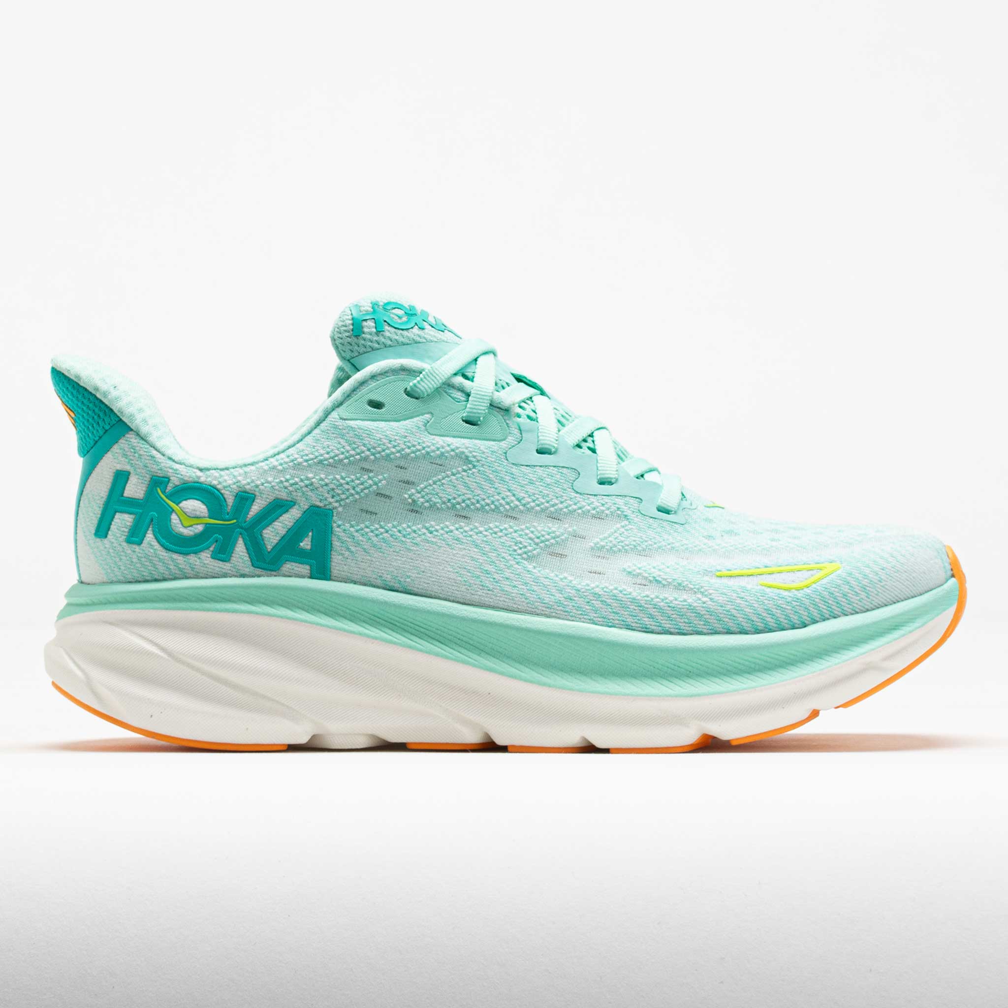 041713_3 HOKA Clifton 9 Womens Seafoam/Aqua Breeze - Image 1