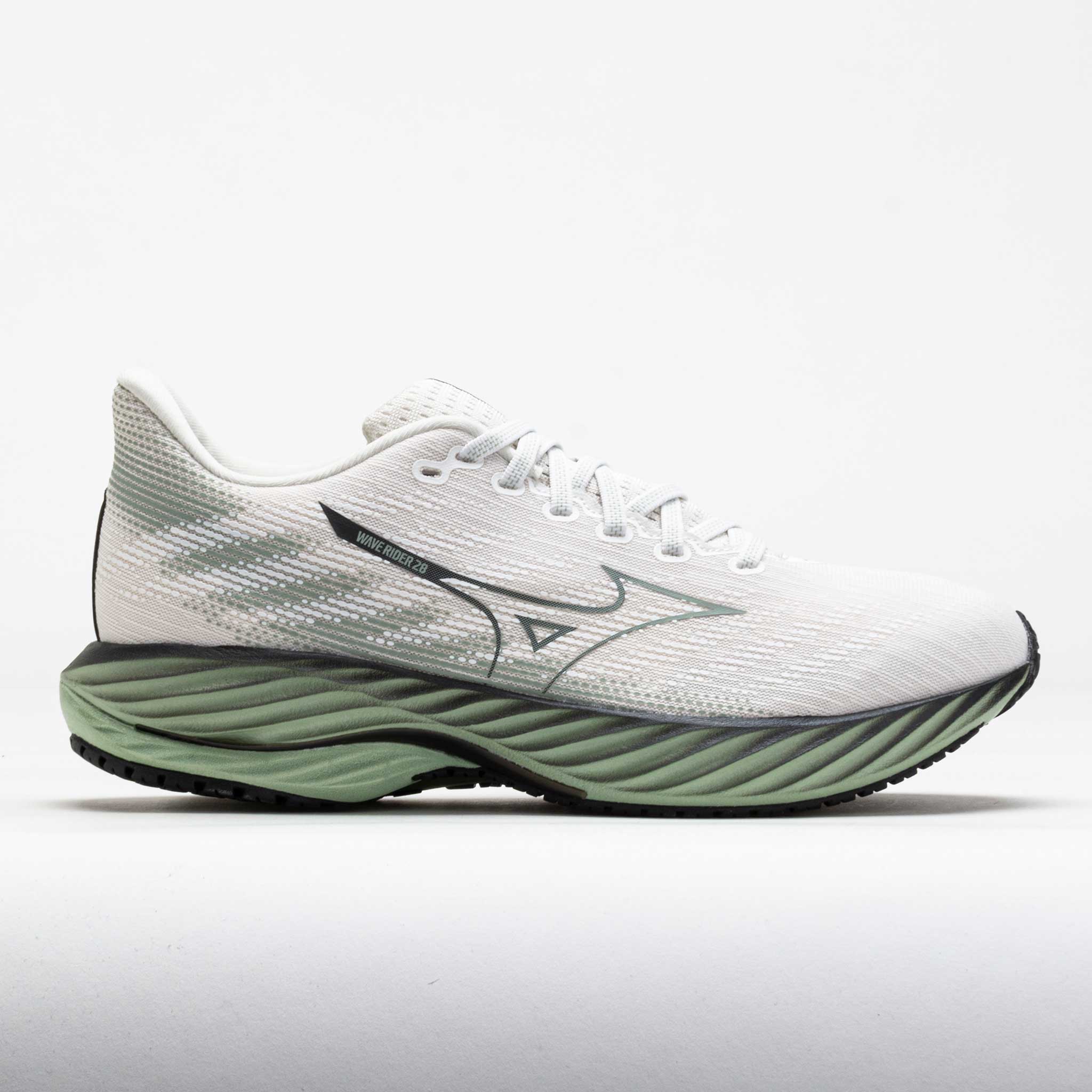 042750_3 Mizuno Wave Rider 28 Mens Snow White/Frosty Green - Image 1