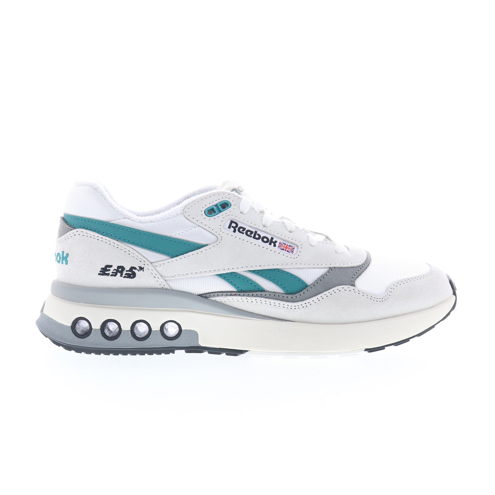 100209539_ers_world_grey_white_teal_01_90e2c30d-d45d-4250-88d3-be4470d8f948 Reebok ERS World Mens White Suede Lace Up Lifestyle Sneakers Shoes - Image 1