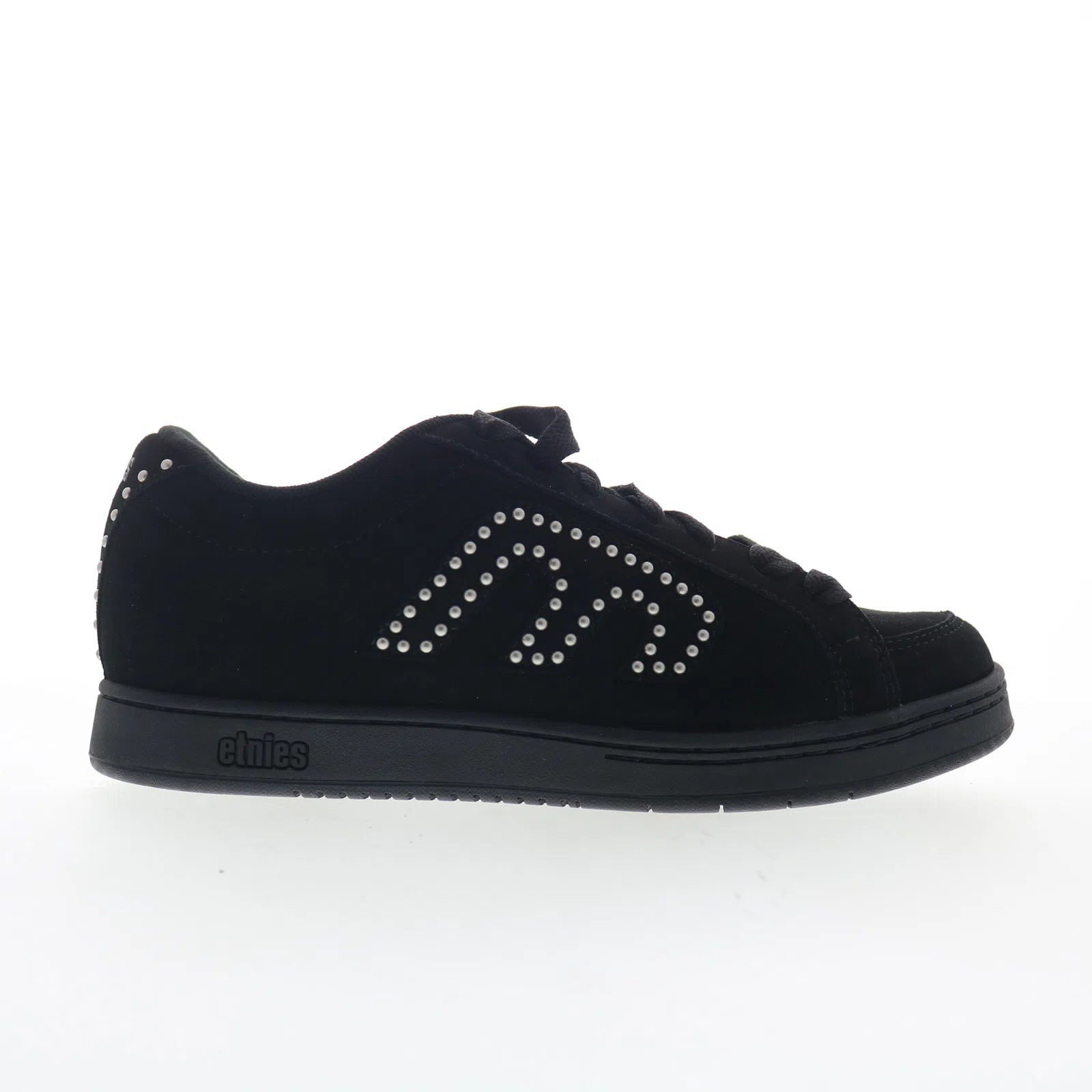 4101000091_kingpin_black_black_silver_01 Etnies Kingpin 4101000091542 Mens Black Suede Skate Inspired Sneakers Shoes - Image 1