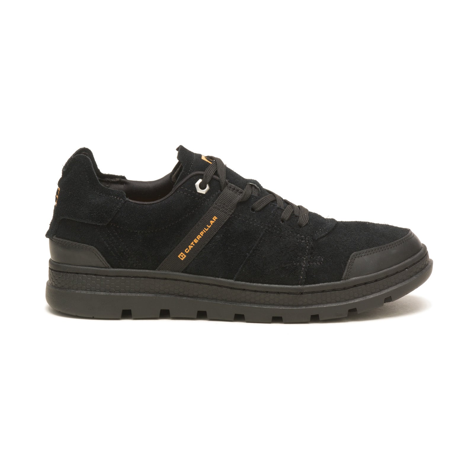 CATU-P111257-040622-S23-IMG7_01_ae7a9258-dab4-49f8-a989-c70d402860a3 Caterpillar Cite Low P111257 Mens Black Suede Lifestyle Sneakers Shoes - Image 1