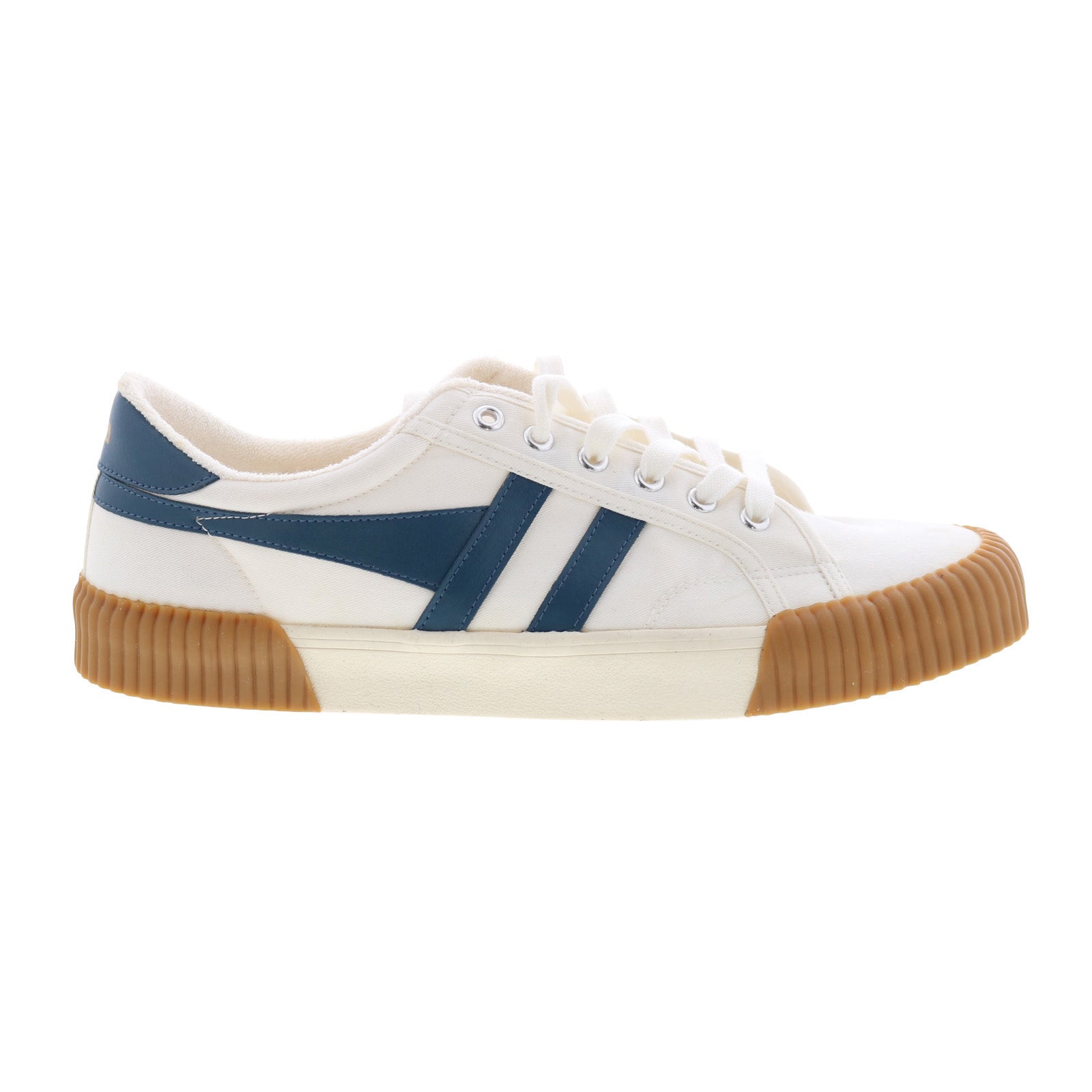 cmb395_off_white_vintage_blue-img4_reshoot_01 Gola Rally CMB395 Mens Beige Canvas Lace Up Lifestyle Sneakers Shoes - Image 1