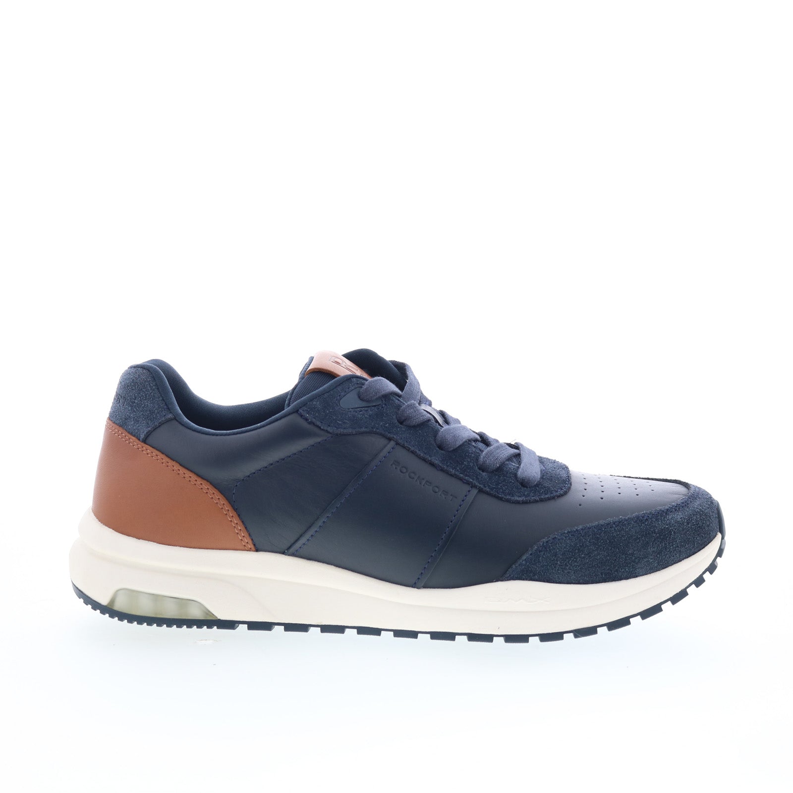 rmdmxbaker_dmx_baker_dark_blue_01_0845074f-22d7-4bab-a92f-061eab37d6c8 Rockport DMX Baker RMDMXBAKER Mens Blue Wide Leather Lifestyle Sneakers Shoes - Image 1