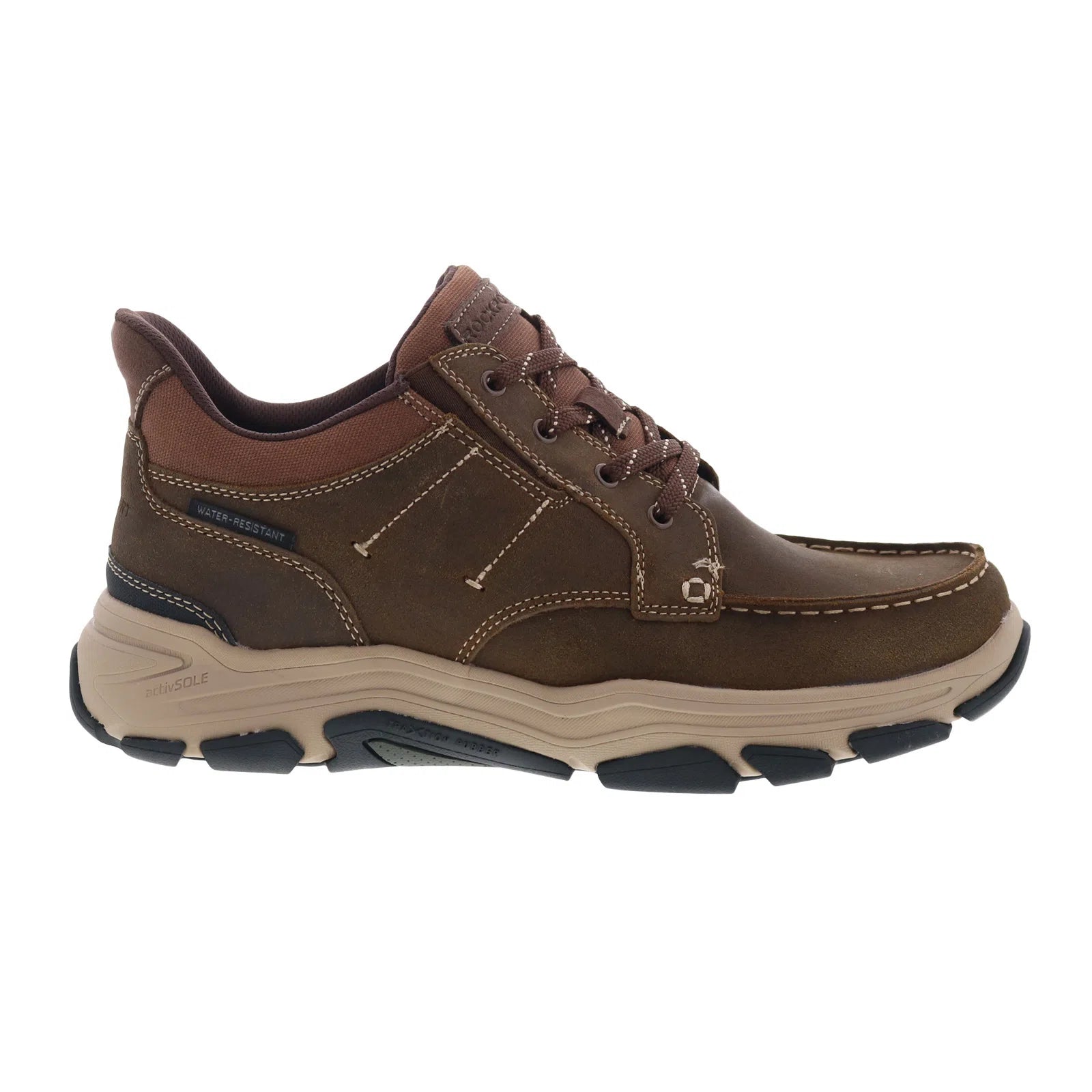 rmronan_dark_brown_reshoot_01 Rockport Ronan RMRONAN Mens Brown Extra Wide Leather Lifestyle Sneakers Shoes - Image 1
