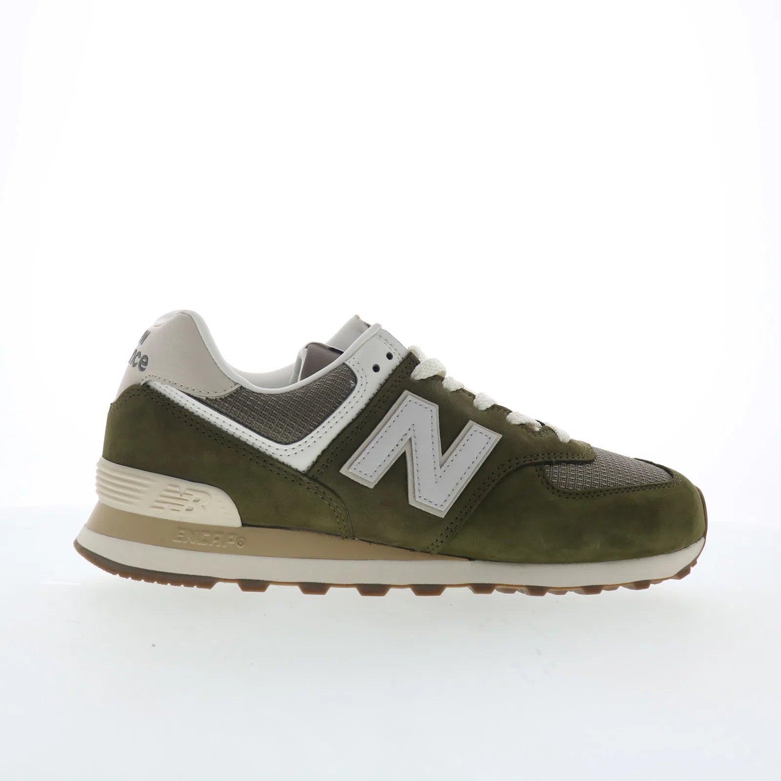 u5742rg_574_beige_grey_01 New Balance 574 U5742RG Mens Green Nubuck Lace Up LifeStyle Sneakers Shoes - Image 1